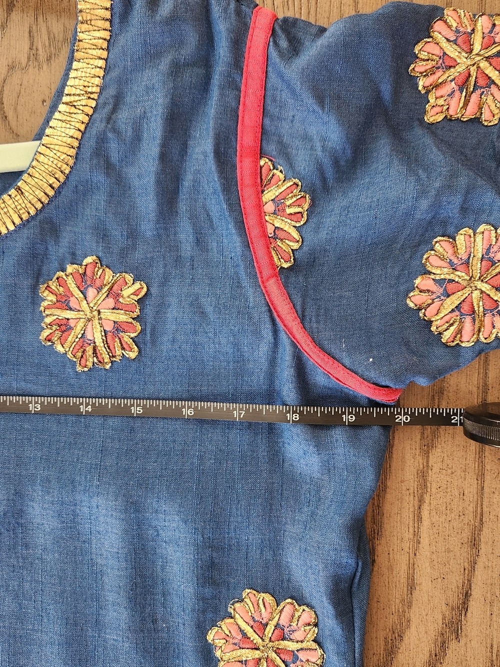 Women Indian Salwar Kameez Set - Navy Blue & Pink Embroidered - Picture 9 of 16